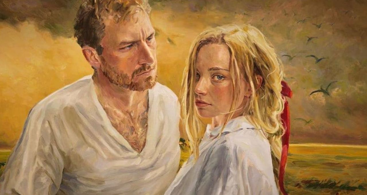 Kadr z filmu "Chłopi", w którym w jednych z głównych ról występują Robert Gulaczyk i Kamila Urzędowska