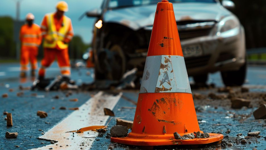 An orange traffic cone foregrounds a car accident scene, with emergency responders in reflective gear attending to the situation in the background. emergency response
An orange traffic cone foregrounds a car accident scene, with emergency responders in reflective gear attending to the situation in the background.
arslan9458
traffic, cone, accident, car, emergency, road, responders, safety, debris, care, urban, vehicle, injury, protection, scene, reflection, orange, warning, help, rescue, damage, destruction, work, roadway, injuries, situation, alert, environment, transportation, roadwork, public, response, repair, assistance, crash, accident site, traffic safety, emergency response, road incident, vehicle damage, safety precaution, accident awareness, traffic, cone, accident, car, emergency, road, responders, safety, debris, care, urban, vehicle, injury, protection, scene, reflection, orange, warning, help, rescue, damage, destruction, work, roadway, injuries, situation, alert, environment, transportation, roadwork, public, response, repair, assistance, crash, accident site, traffic safety, emergency response, road incident, vehicle damage, safety precaution, accident awareness