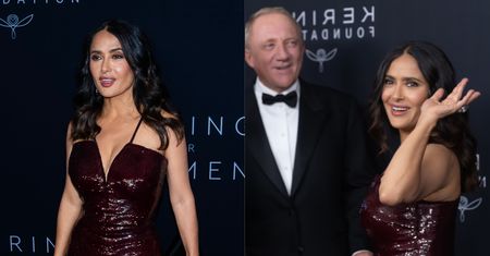 57-letnia Salma Hayek uwodzi spojrzeniami w mieniącej się sukni z głębokim dekoltem. Zadała szyku? (ZDJĘCIA)