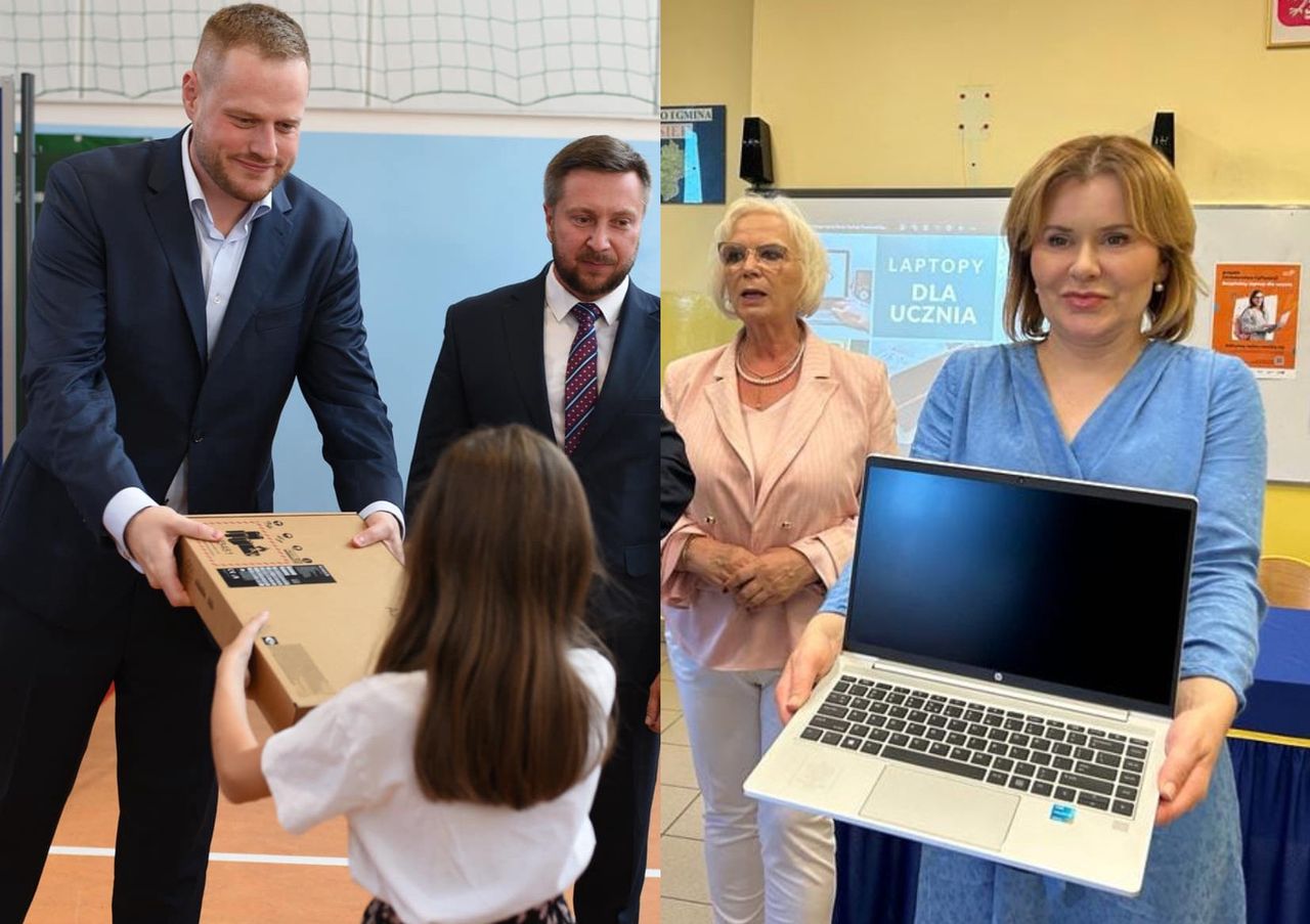 Kandydaci PiS rozdają dzieciom laptopy. Wmawiają, że to wcale nie jest kampania