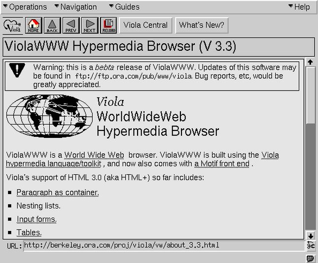 ViolaWWW - jedna z pierwszych przeglądarek internetowych