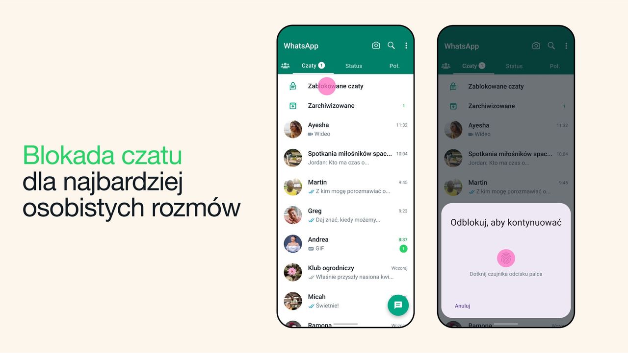 Blokada czatu WhatsApp