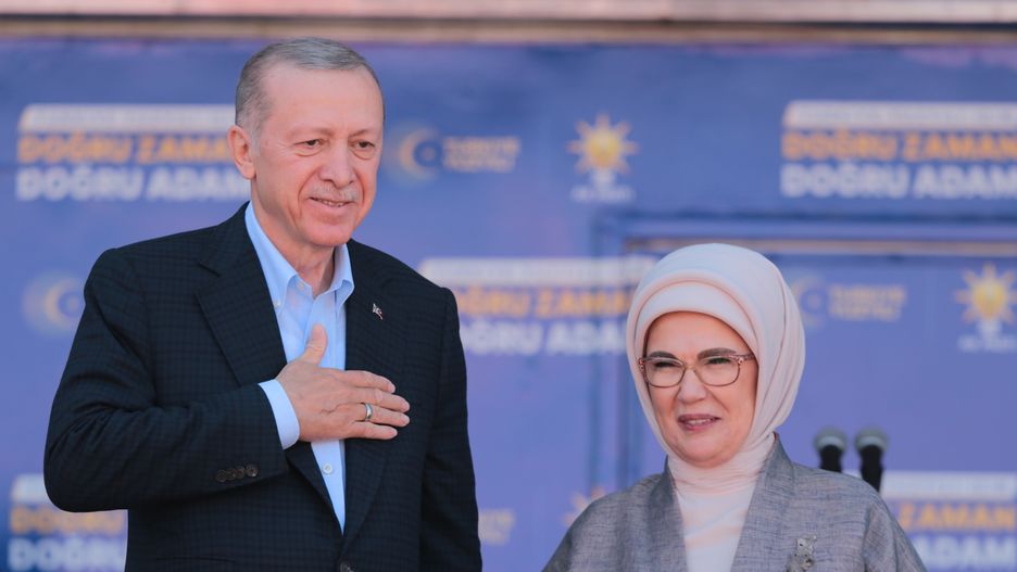 Turkish President Recep Tayyip Erdogan
ANTALYA, TURKIYE - MAY 02: Turkish President and Leader of the Justice and Development (AK) Party, Recep Tayyip Erdogan and his wife, Emine Erdogan wave during an electoral rally at Kepez Turgut Ozal Sports Hall, in Antalya, Turkiye on May 02, 2023. (Photo by Orhan Cicek/Anadolu Agency via Getty Images)
Anadolu Agency
antalya, electoral rally, kepez turgut ozal sports hall, political, politicians, recep tayyip erdogan, turkish president recep tayyip erdogan, turkiye