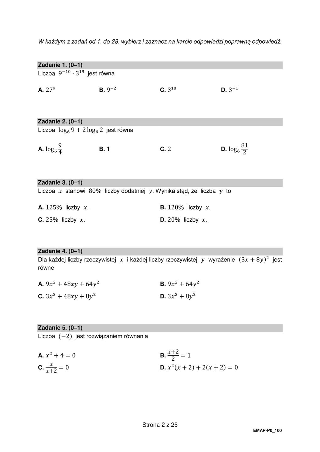 Matura poprawkowa 2021. Matematyka
