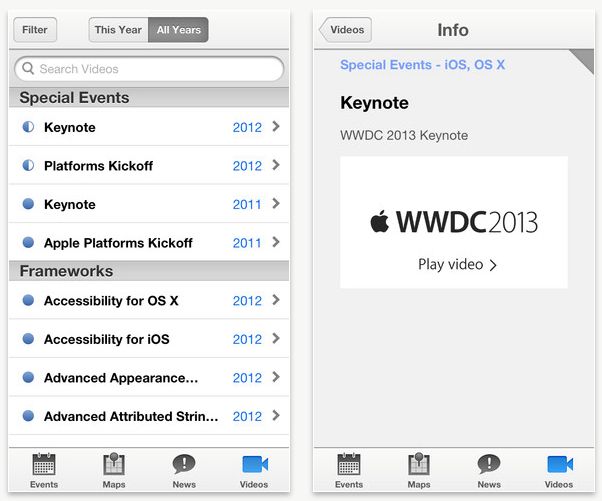 Aplikacja WWDC 2013 (fot. 9to5mac.com)