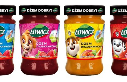 Dżemy Łowicz z bohaterami "Psiego Patrolu" na etykietach