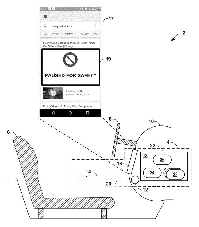 Prototyp powiadomienia o zablokowaniu smartfona, fot. Google Patents.