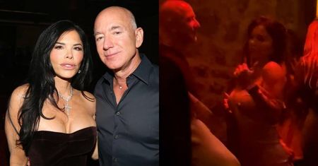 Lauren Sanchez wywija na parkiecie u boku stojącego jak słup soli Bezosa. Internauci drwią: "Ja, kiedy mam pełny pęcherz" (WIDEO)