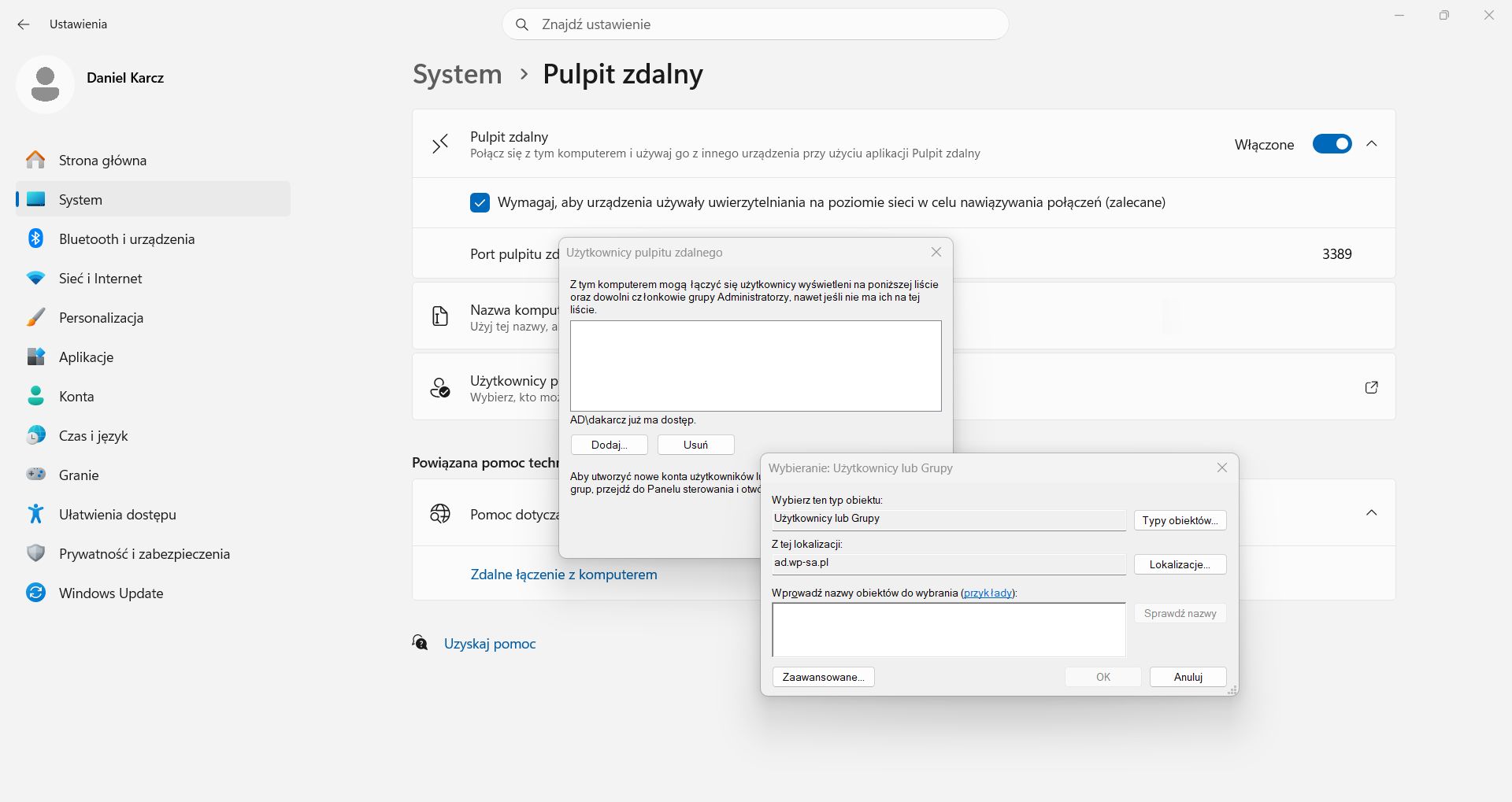 Dodanie użytkowników z dostępem