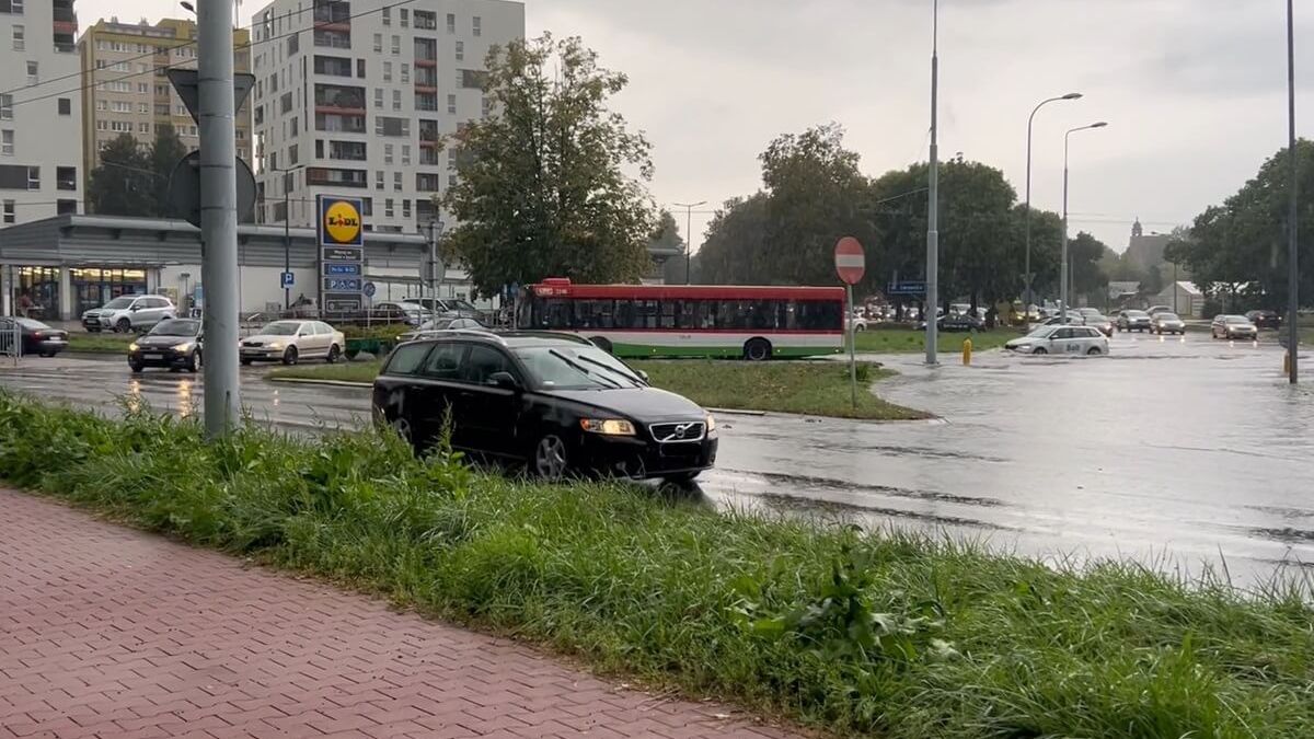 Zalane rondo Berbeckiego w Lublinie