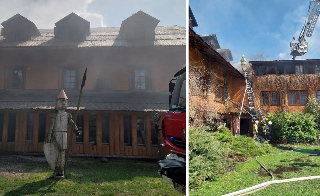 Pożar hotelu na Mazurach. Ponad pięć godzin akcji strażaków
