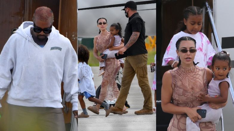 Kim Kardashian opuszcza samolot w towarzystwie Kanye Westa i dzieci
