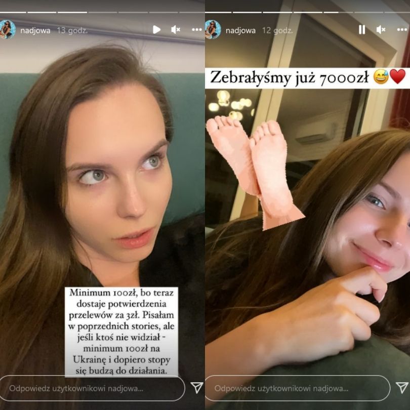 Nadia Długosz zachęca do wpłat na rzecz Ukrainy, oferując w zamian zdjęcia swoich stóp
