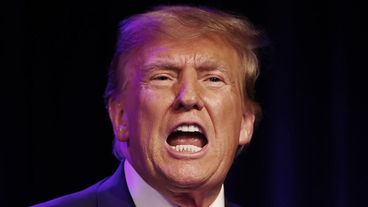 LAS VEGAS, NEVADA - FEBRUARY 08: Republican presidential candidate and former U.S. President Donald Trump greets supporters at his caucus night watch party at the Treasure Island Hotel & Casino on February 08, 2024 in Las Vegas, Nevada. Donald Trump is the presumptive winner of the Nevada Republican presidential caucus which was held today, two days after the symbolic Nevada Republican presidential primary took place.  (Photo by Mario Tama/Getty Images)