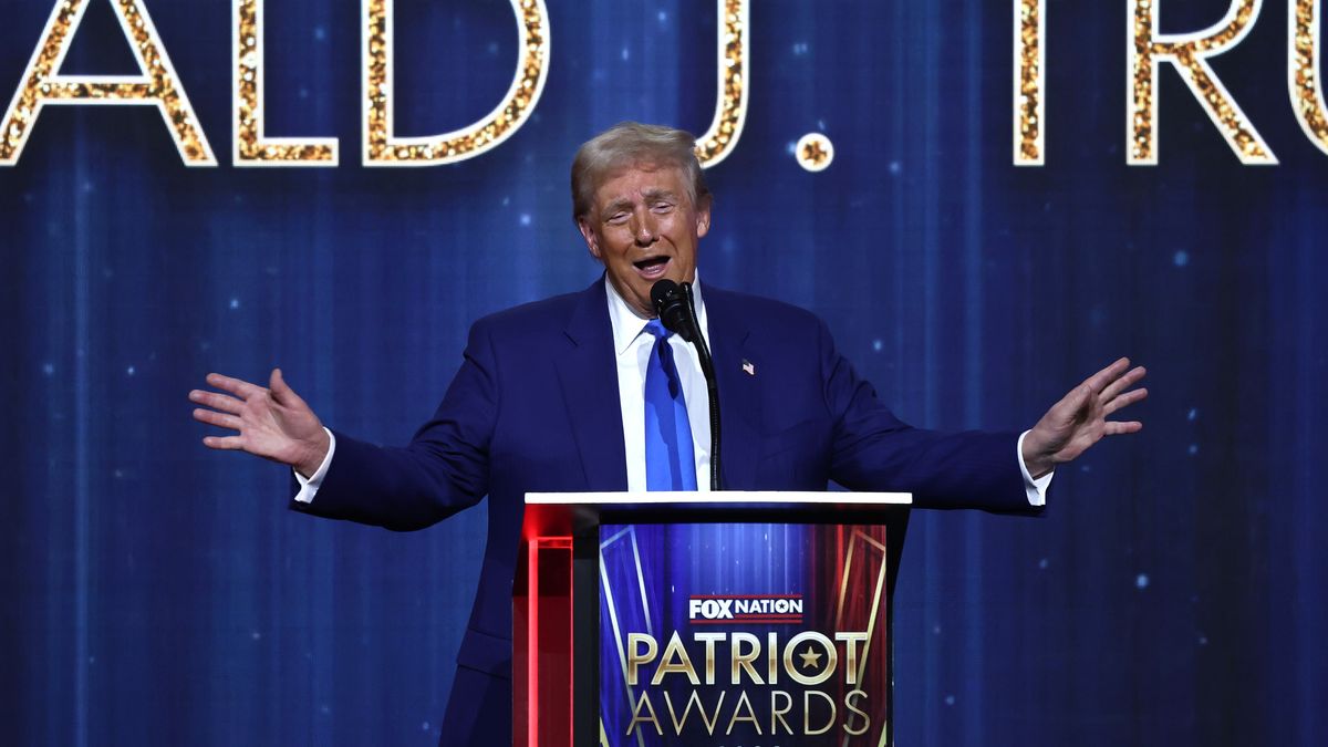 GREENVALE, NEW YORK - DECEMBER 05: U.S. President-elect Donald Trump speaks during the FOX Nation's Patriot Awards at the Tilles Center on December 05, 2024 in Greenvale, New York. President-elect Trump was in attendance for the Patriot awards where he was the recipient of the “Patriot of the Year" award. According to Fox the annual awards “honor and recognize America’s finest patriots, including military veterans, first responders and other inspirational everyday heroes."  (Photo by Michael M. Santiago/Getty Images)