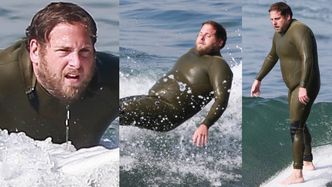 Surfer Jonah Hill ŁAPIE FALE na plaży w Malibu (ZDJĘCIA)