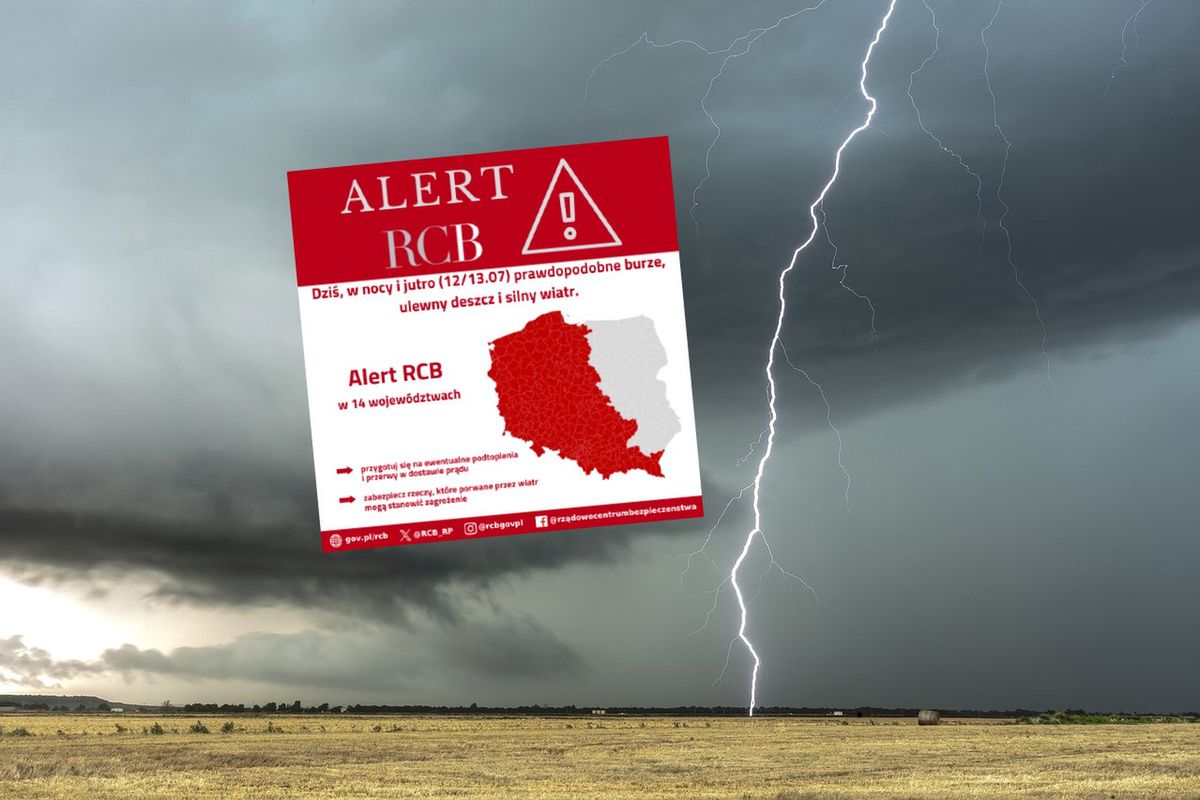 pogoda, alert, rcb Jest najnowszy alert RCB. Ważna informacja dla 14 województw