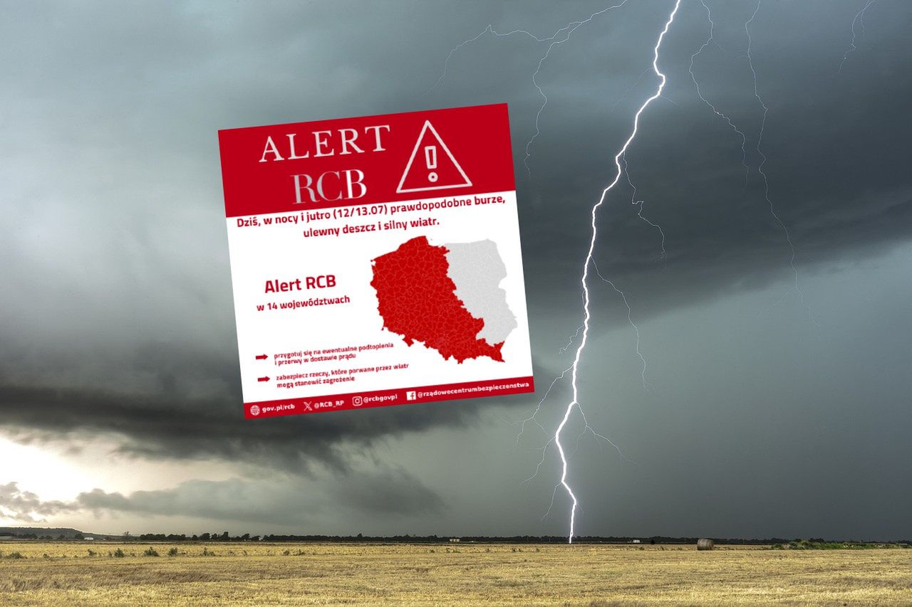 Jest najnowszy alert RCB. Ważna informacja dla 14 województw