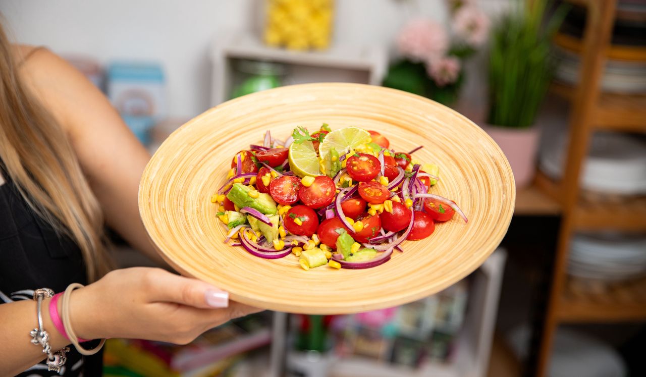 Summer salad perfection: Corn, tomatoes, and avocado