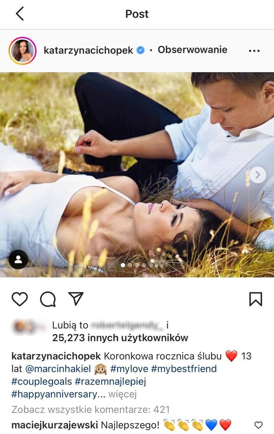 Maciej Kurzajewski gratulował Katarzynie Cichopek i Marcinowi Hakielowi rocznicy ślubu