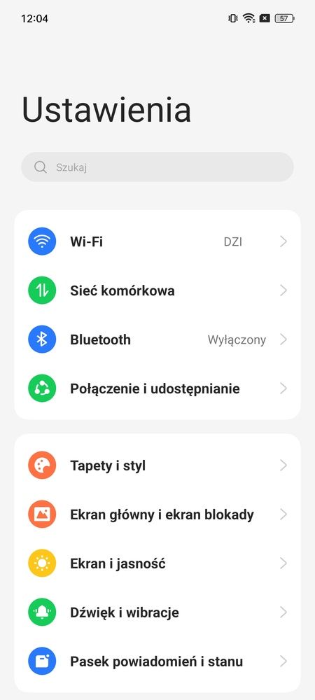Ustawienia Android
