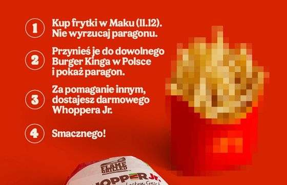 Nietypowa promocja. Darmowa kanapka z Burger Kinga za kupno frytek konkurencji