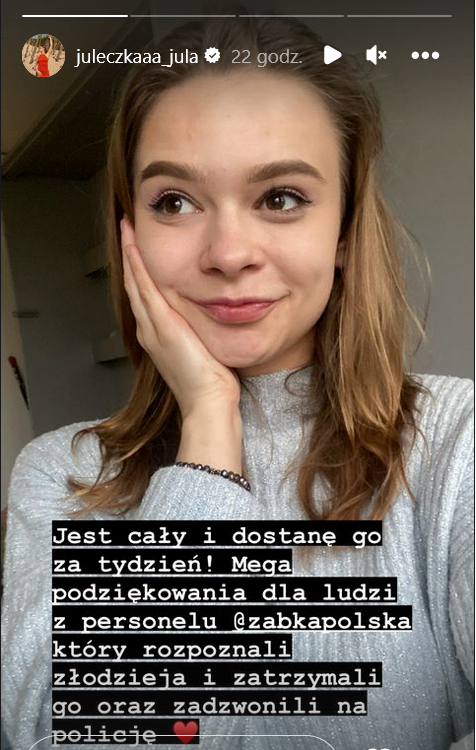 Julia Wróblewska odzyskała skradziony telefon