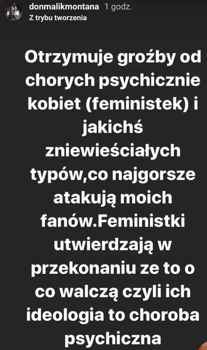 Wpis Malika Montany na temat feministek