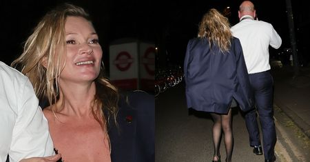 Roześmiana Kate Moss wtulona w ochroniarza wybiega z after party Gucci (ZDJĘCIA)