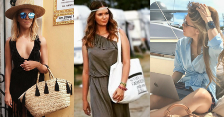 Modne torby plażowe w letnich stylizacjach celebrytek