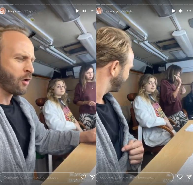 Borys Szyc na planie z córką