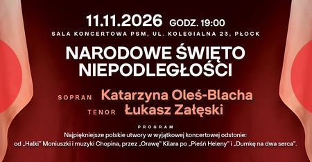 Wyjątkowy koncert na Święto Niepodległości w Płocku. Wystąpią gwiazdy polskiej opery