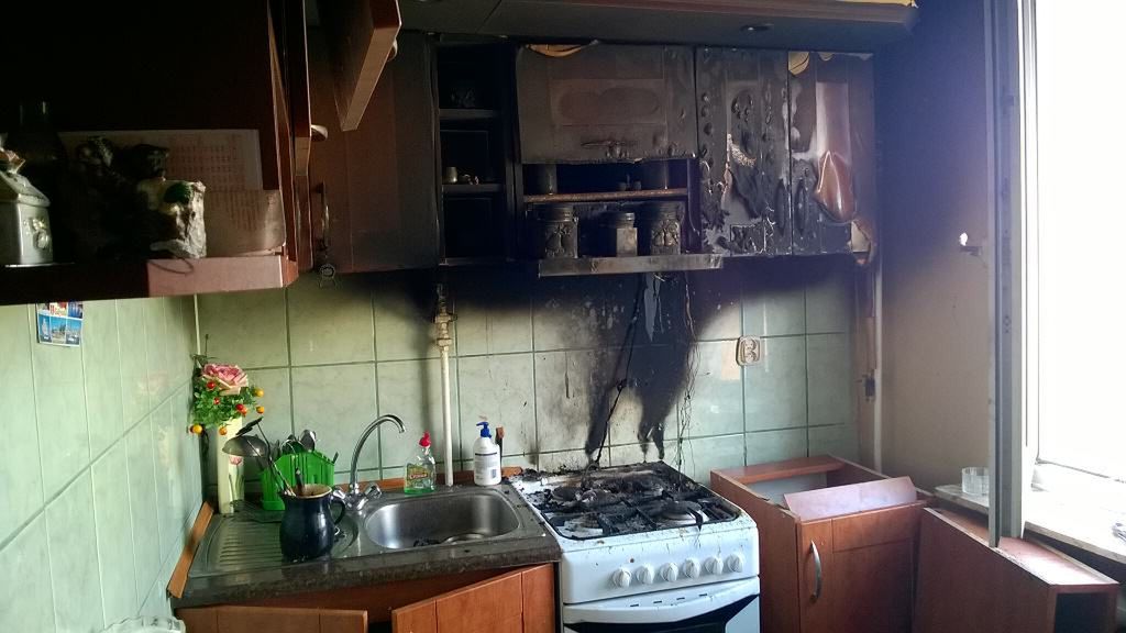 Pożar w mieszkaniu od gotowanego obiadu