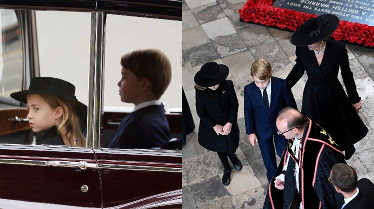 Kate Middleton w kapeluszu z woalką wspiera pociechy podczas pogrzebu królowej Elżbiety (ZDJĘCIA)