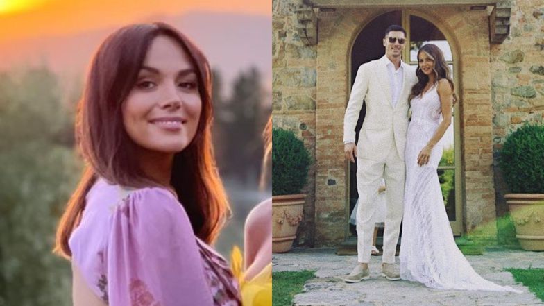 Paulina Krupińska w zwiewnej kreacji ODSŁANIA plecy na odnowieniu przysięgi Lewandowskich 