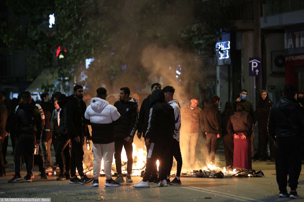 Zamieszki w Salonikach, Grecja.