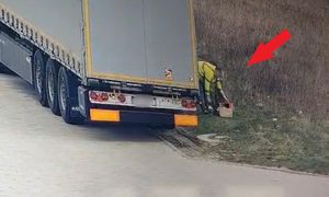 Kierowca ciężarówki przyłapany. Nie wiedział, że jest nagrywany