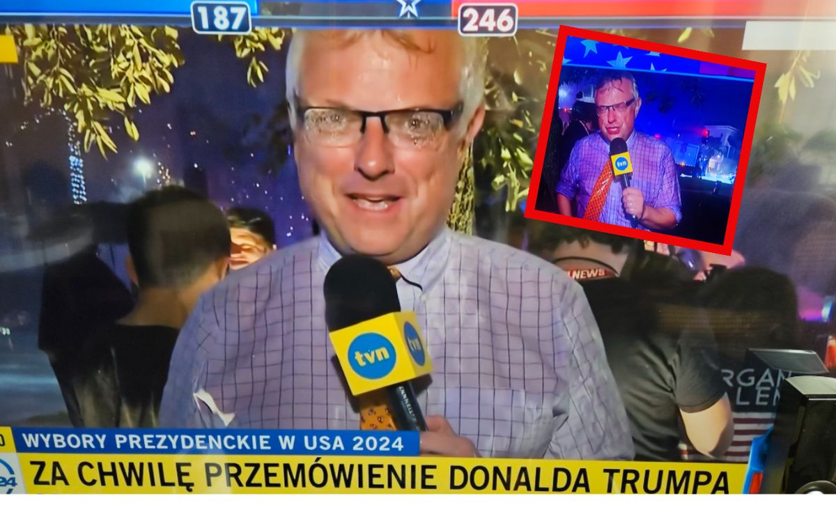 wybory prezydenckie usa, załamanie pogody, deszcz, dziennikarze Ulewa na Florydzie. Dziennikarze zlani przed wystąpieniem Trumpa