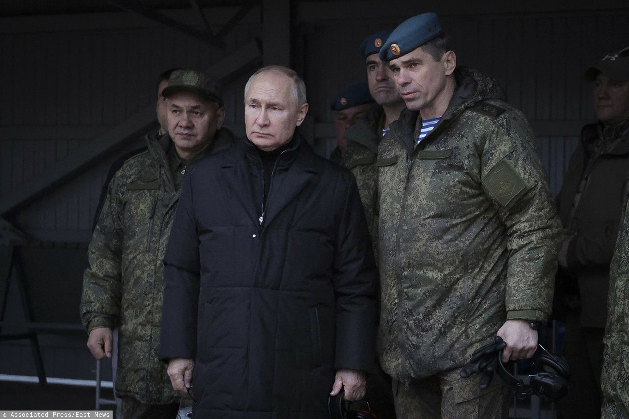 Temporary
In this handout photo released by Russian Defense Ministry Press Service, Russian President Vladimir Putin, center, Russian Defense Minister Sergei Shoigu, left, and Deputy Commander of the Airborne Troops Anatoly Kontsevoy, visit a military training centre of the Western Military District for mobilised reservists in Ryazan Region, Russia, Thursday, Oct. 20, 2022. (Russian Defense Ministry Press Service via AP)