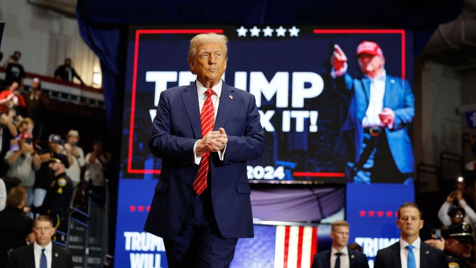 Republican Candidate Donald Trump Campaigns For President In North Carolina
ROCKY MOUNT, NORTH CAROLINA - OCTOBER 30: Republican presidential nominee, former U.S. President Donald Trump greets supporters during a campaign event at the Rocky Mount Event Center on October 30, 2024 in Rocky Mount, North Carolina. With less than a week until Election Day, Trump is campaigning for re-election in the battleground states of North Carolina and Wisconsin. (Photo by Chip Somodevilla/Getty Images)
Chip Somodevilla