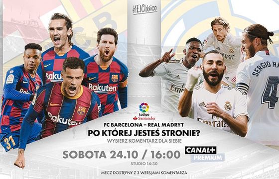 Mecz FC Barcelona-Real Madryt w Canal+ z trzema wersjami komentarza