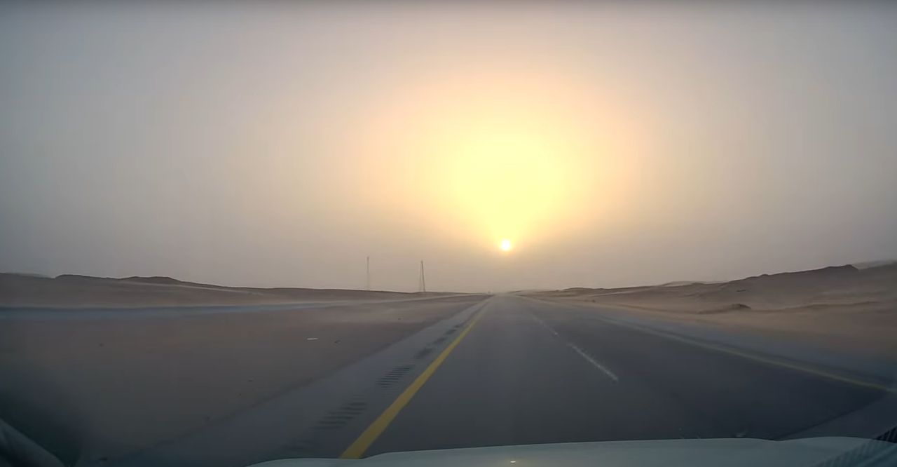 Here is the longest straight road in the world.