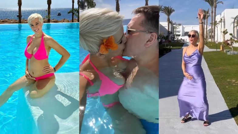 Ciężarna Lil Masti relacjonuje wakacje w Egipcie: sesja zdjęciowa w bikini, amory z ukochanym w basenie 