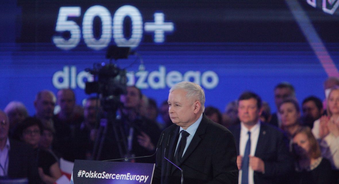 Jarosław Kaczyński na konwencji PiS we Wrocławiu, marzec 2019 roku