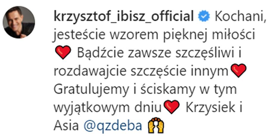 Krzysztof Ibisz składa życzenia 