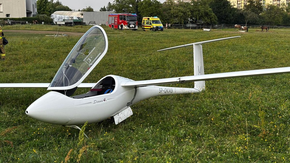 Szybowiec Diana 4 po wypadku w trakcie prób w locie