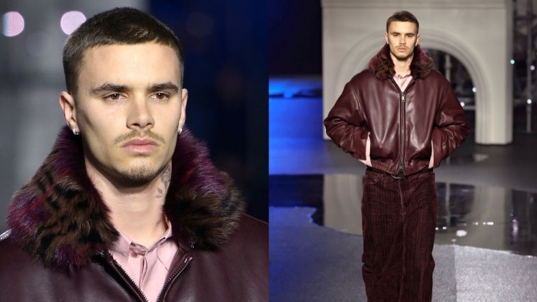 Romeo Beckham jako model na pokazie Burberry 