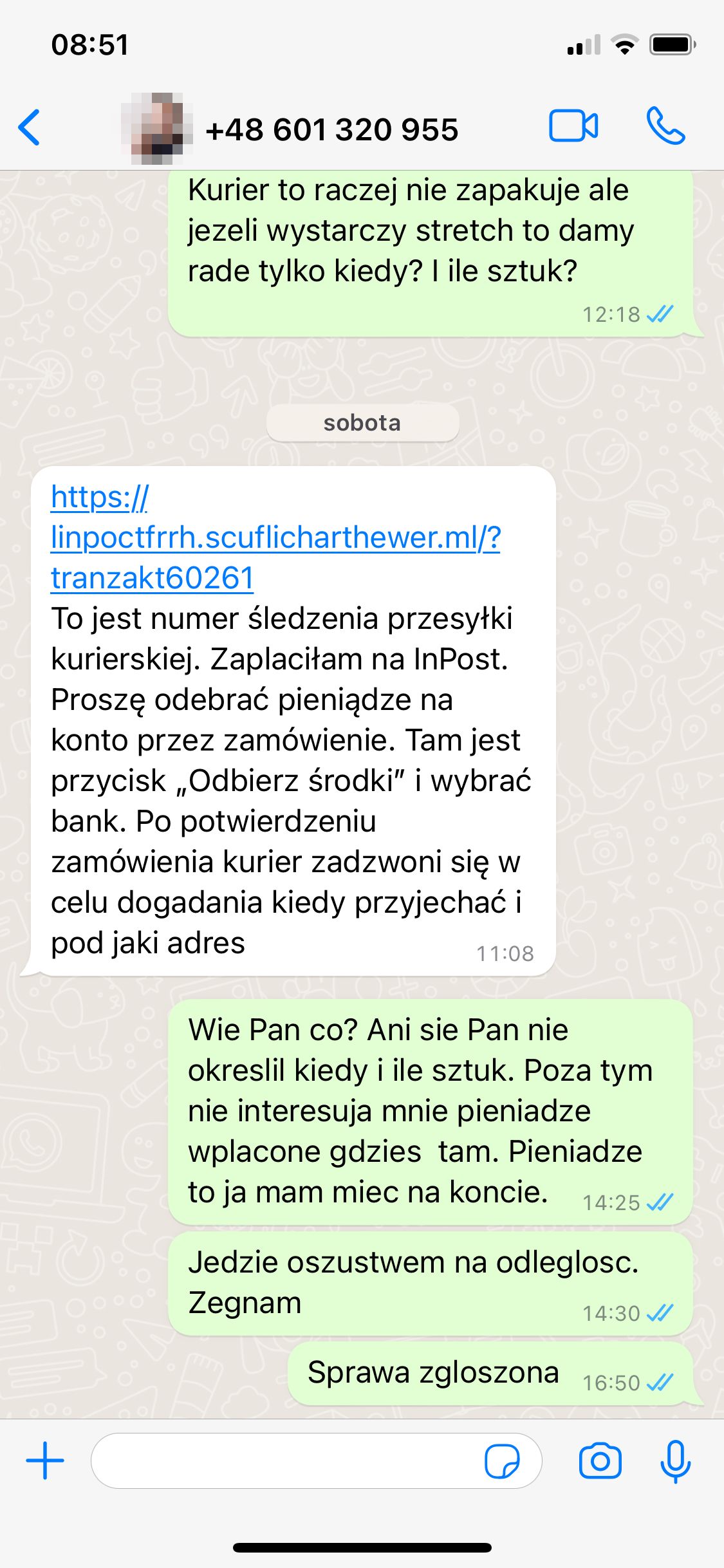 Kontakt przez WhatsAppa w sprawie ogłoszenia z Otomoto