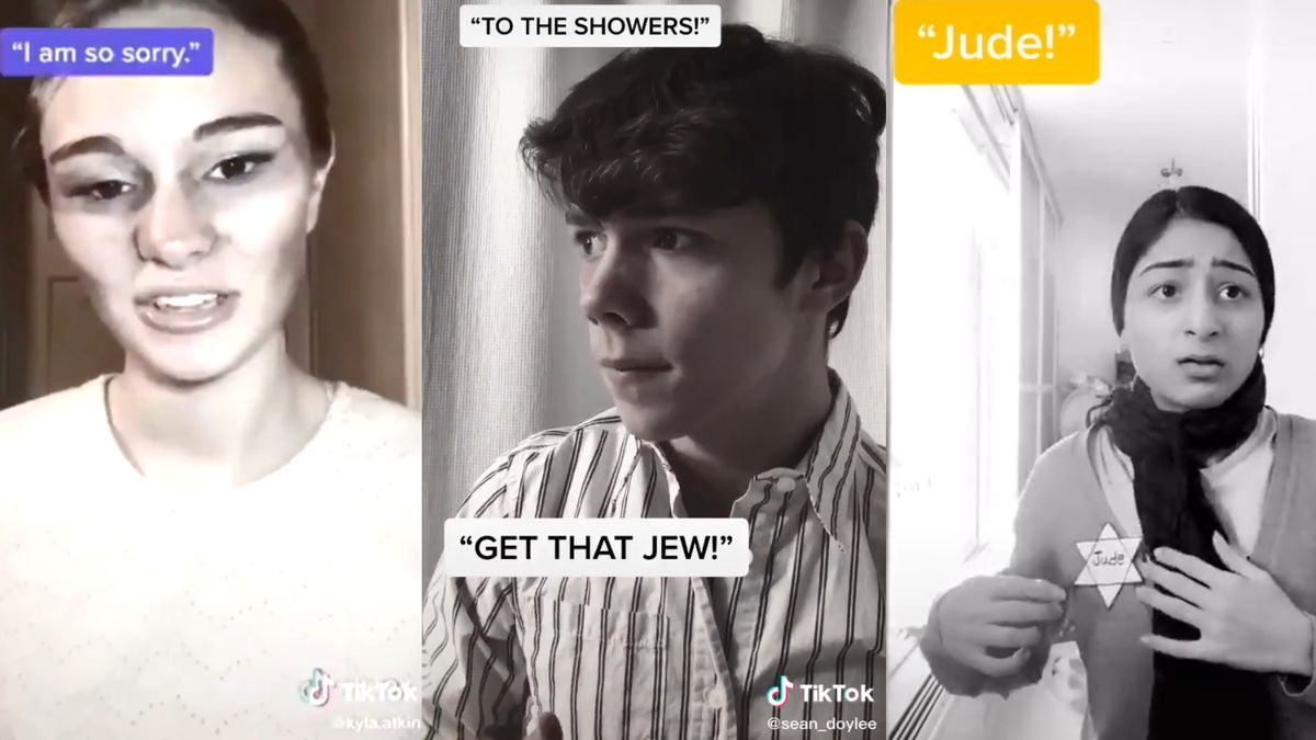 TikTokerzy udawający ofiary Holokaustu. (TikTok)