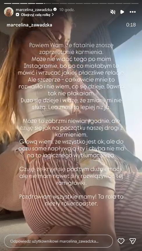 Marcelina Zawadzka o karmieniu piersią